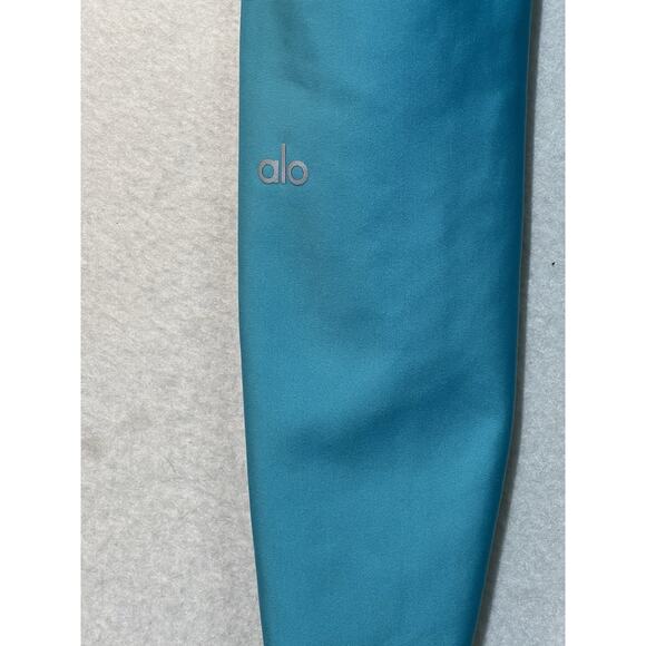 ALO Yoga High Waist Fitness Legging in Blue Splash and Black Logo Band Size S - Picture 6 of 11